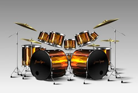 Set of Realistic drum kit. Stock Illustration