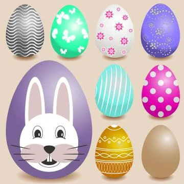 Set of realistic Easter eggs Stock Illustration