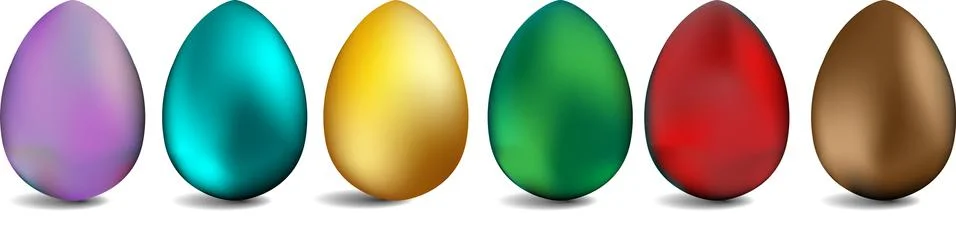 Set of realistic eggs on white background. Easter collection. Vector Stock Illustration