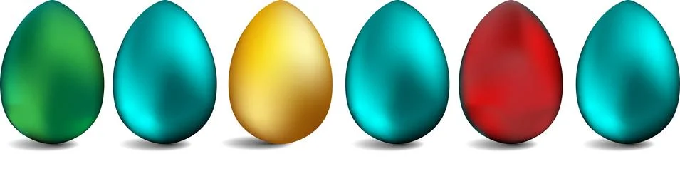 Set of realistic eggs on white background. Easter collection. Vector 스톡 일러스트