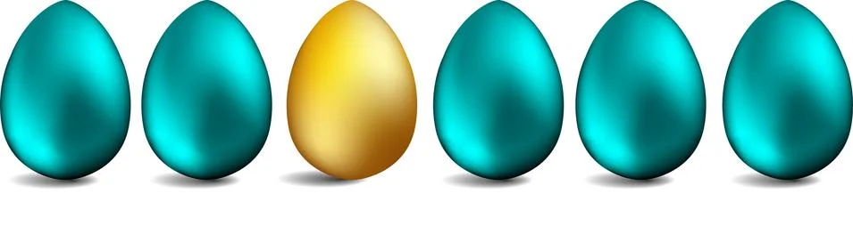 Set of realistic eggs on white background. Easter collection. Vector Stock Illustration