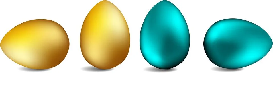 Set of realistic eggs on white background. Easter collection. Vector 스톡 일러스트