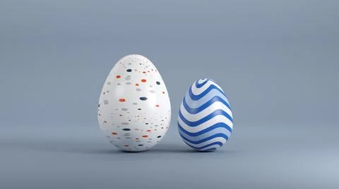 Set of realistic eggs on white background. 3D render. Stock Illustration