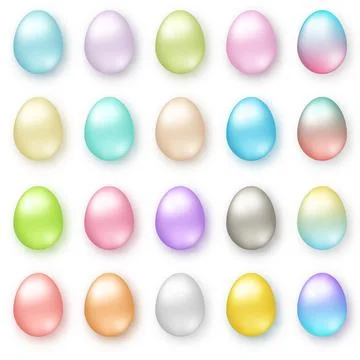 Set of realistic eggs on white background. Easter collection Stock Illustration