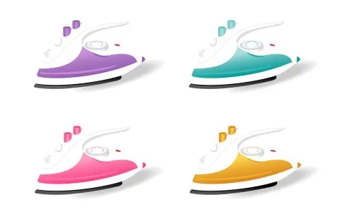 Set of realistic electric iron's is isolated on white background 스톡 일러스트
