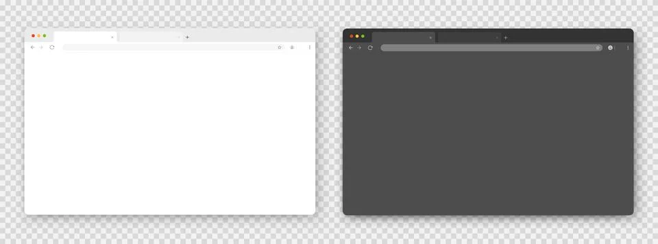 A set of realistic empty browser windows in white and gray with a toolbar, a Stock Illustration