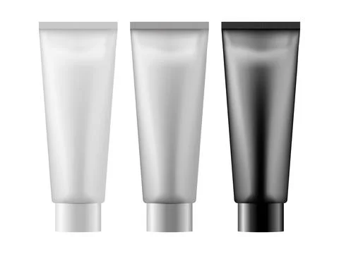 Set of realistic empty package for luxury cosmetic product. Collection of bla Illustrazione stock