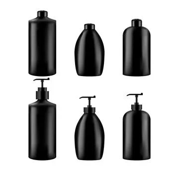Set of realistic empty package for luxury cosmetic product. Collection of bla Illustrazione stock