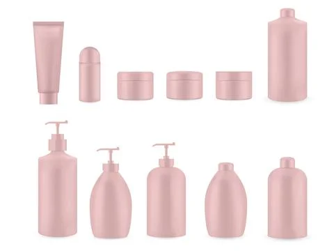 Set of realistic empty package for luxury cosmetic product. Collection of bla Illustrazione stock
