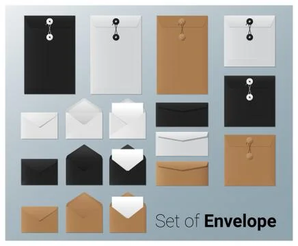 Set of realistic envelope Stock Illustration