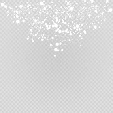 Set of Realistic falling snowflakes. Isolated on transparent background. Vector Stock Illustration