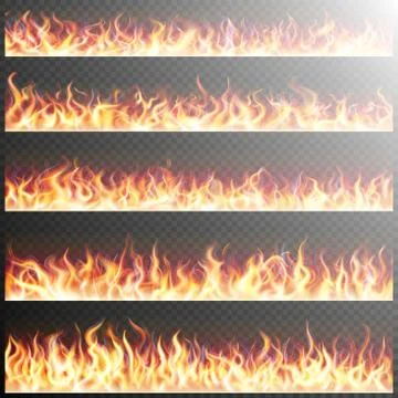 Set of realistic fire flames. EPS 10 Stockillustratie