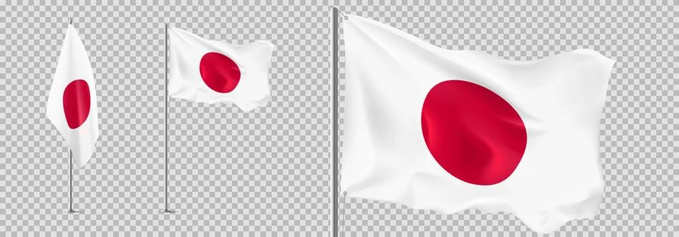 Set of realistic flags of Japan Stock Illustration