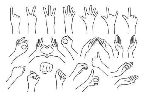 Set of realistic gestures hand shape Stock Illustration