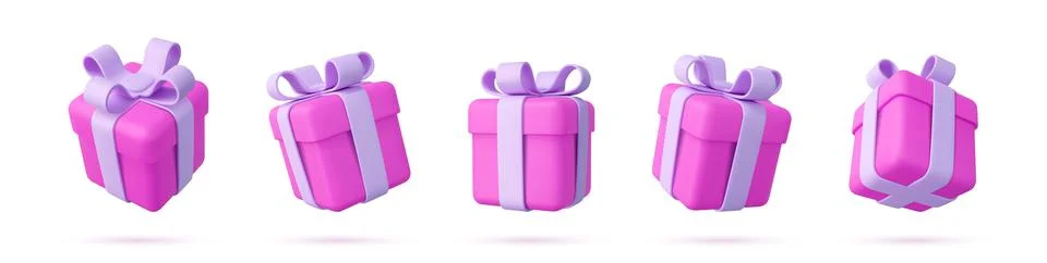 Set of Realistic gifts boxes isolated on a white background 库存插图