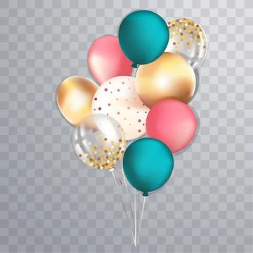 Set of realistic glossy metallic ballons for greeting cards design, sale banners Stock-Illustration