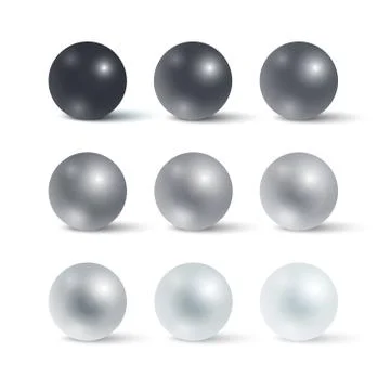 Set of realistic greyscale spheres Иллюстрация