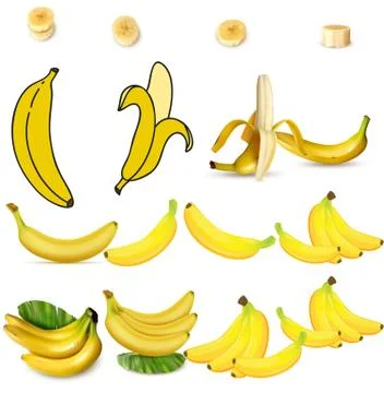 Set of realistic illustration bananas Stock Illustration
