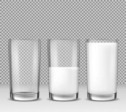 Realistic clear glass of milk isolated on white Vector Image