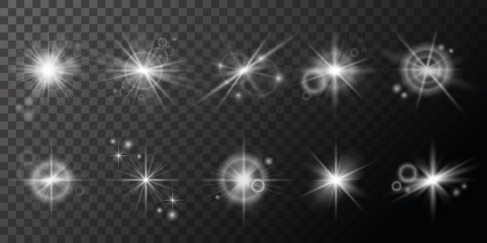 Set of realistic light flashes Stock Illustration