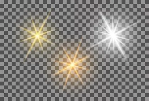 Set of realistic light glare, highlight. Collection of beautiful bright lens Stock Illustration