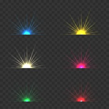 Set of realistic light glare Stock Illustration