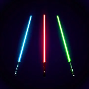 Set of realistic light swords. Abstract fantasy saber. Vector illustration is Stock Illustration