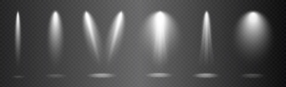 Set, realistic lighting, light rays on a dark background - Vector Illustrazione stock