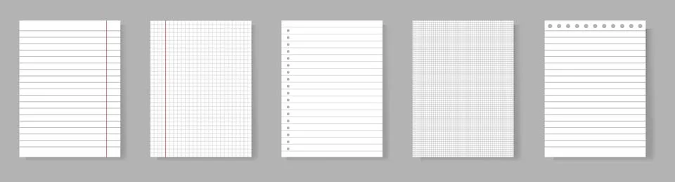 Set of realistic lined notepapers Stock Illustration