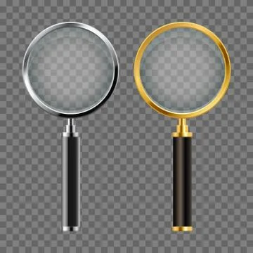 Set of realistic magnifying glass vector design Stock Illustration
