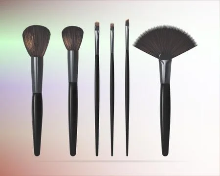 Set of Realistic Make Up Brushes Isolated. Vector illustration Stock Illustration