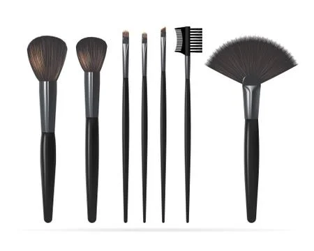 Set of Realistic Make Up Brushes Isolated on white background. Vector Stock Illustration
