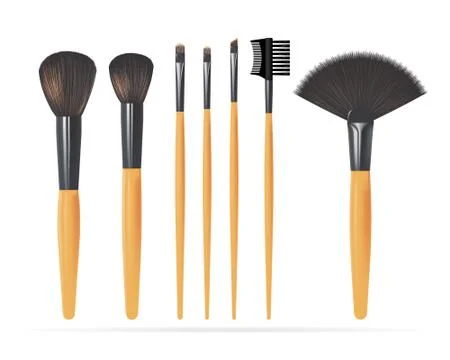 Set of Realistic Make Up Brushes Isolated on white background. Vector Stock Illustration