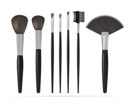 Set of Realistic Make Up Brushes Isolated on white background. Vector Stock Illustration