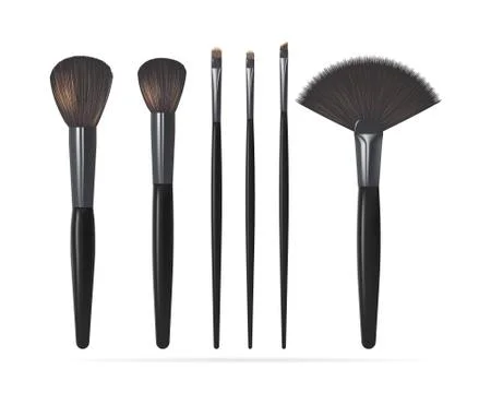 Set of Realistic Make Up Brushes Isolated on white background. Vector Stock Illustration