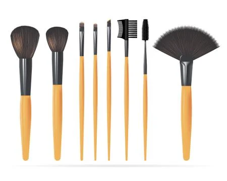 Set of Realistic Make Up Brushes Isolated on white background. Stock Illustration