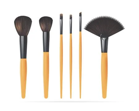 Set of Realistic Make Up Brushes Isolated on white background. Vector Stock Illustration