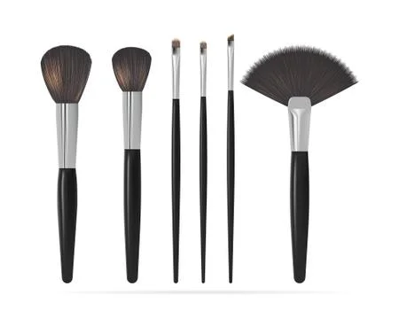 Set of Realistic Make Up Brushes Isolated on white background. Vector Stock Illustration