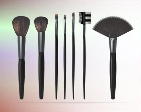 Set of Realistic Make Up Brushes. Vector illustration Stock Illustration