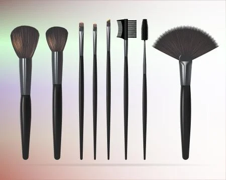 Set of Realistic Make Up Brushes. Vector illustration Stock Illustration