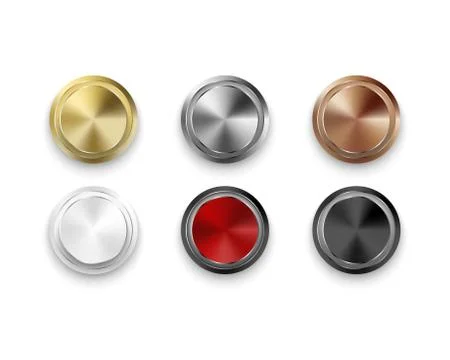 Set of Realistic metal button Stock Illustration