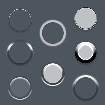 Set of Realistic Metallic Circular Buttons and UI Elements Illustrazione stock