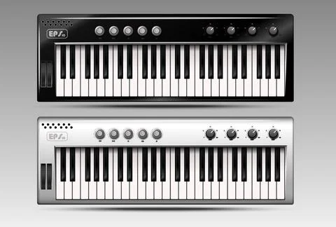 Set of realistic midi keyboards. Stock Illustration