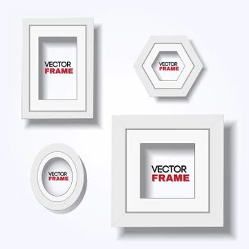 Set of realistic modern white certificate frames hanging on wall - A4, square イラスト素材