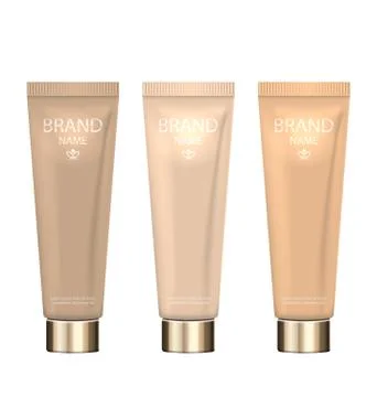 Set Realistic Packages of Foundation with Different Shades Stock Illustration