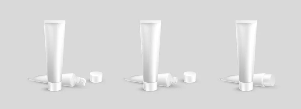 Set of realistic packaging mockup template tube of cream Stock Illustration