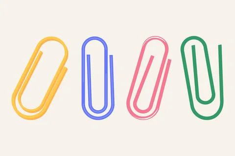 Set of Realistic Paper Clip Illustrations in Vibrant Yellow, Blue, Pink, an.. Stock Illustration