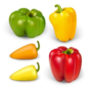 Set realistic peppers Stock Illustration