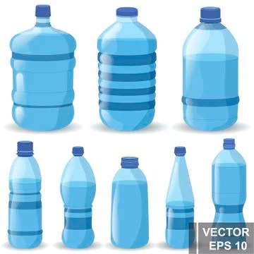 Set of realistic plastic bottle. Pure water. Health. Crystal For your design. Stock Illustration