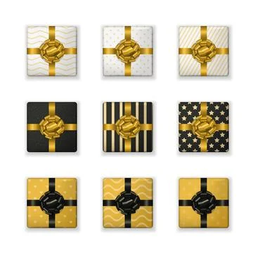 Set of realistic present boxes. 스톡 일러스트